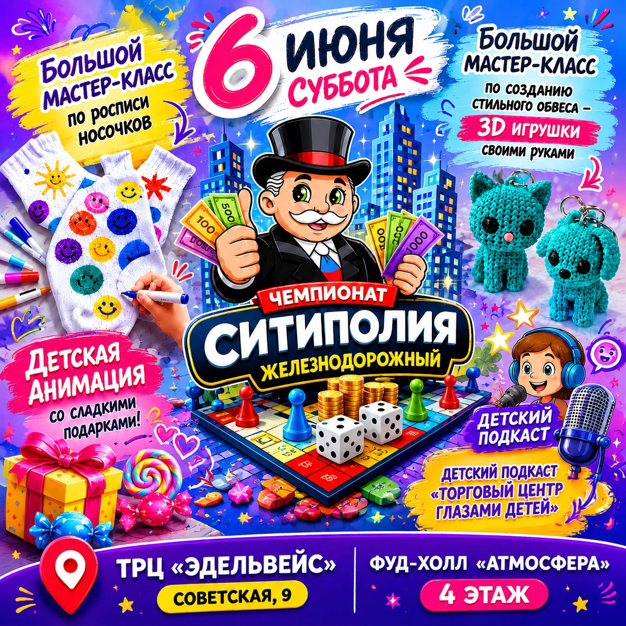 6 июня - Большая развлекательная программа в фуд-холле «Атмосфера» 